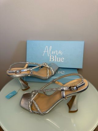 Alma en Pena Talla 37 Tacones Plata Fiesta Boda