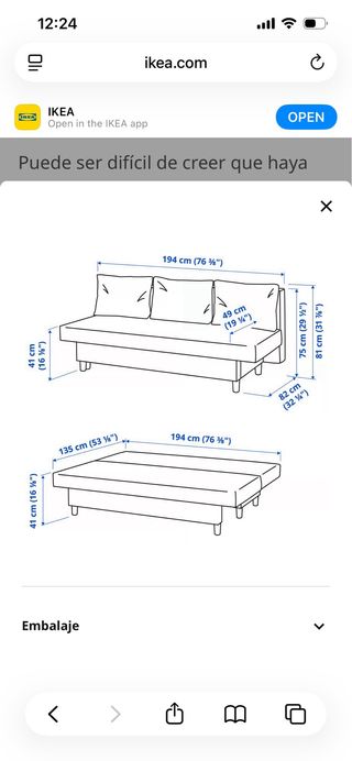 Divano letto grigio in tessuto
