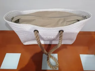 Bolso Obag Beach blanco con forro lona