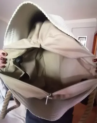 Bolso Obag Beach blanco con forro lona