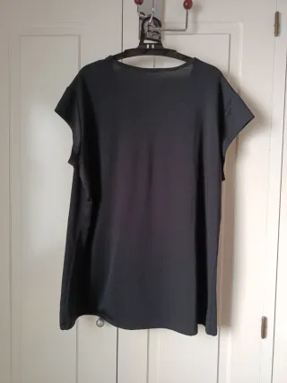 Camiseta deportiva manga recortada DOMYOS negra