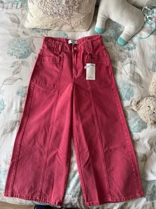 Pantalón denim rosa ancho Scalpers