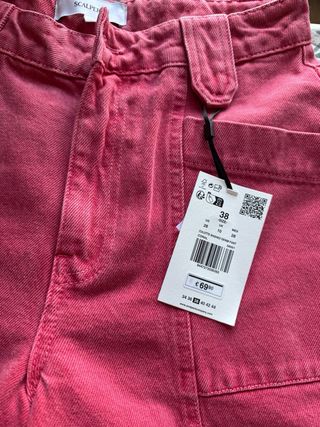 Pantalón denim rosa ancho Scalpers