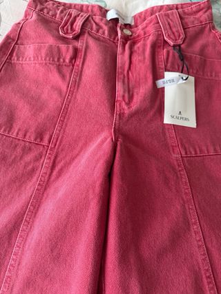 Pantalón denim rosa ancho Scalpers