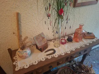 Mueble recibidor madera y cristal