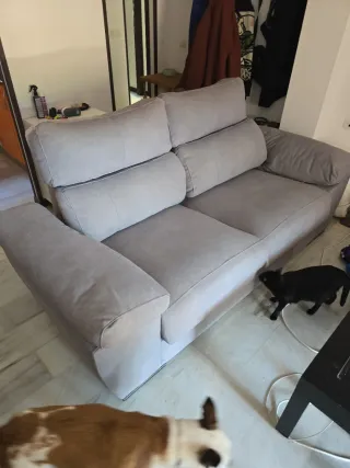 Sofá de 3 plazas, el sofa es verde