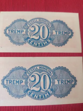 Billetes Municipales 20 Céntimos Tremp