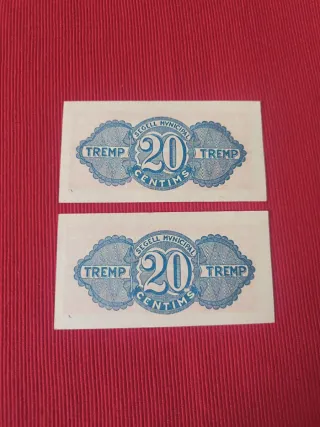 Billetes Municipales 20 Céntimos Tremp