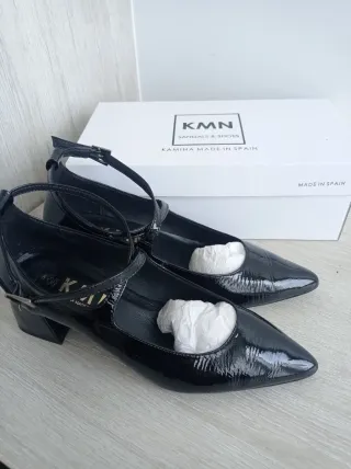 Zapatos Kamina Talla 39 Tacón Ancho Negro