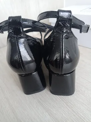 Zapatos Kamina Talla 39 Tacón Ancho Negro