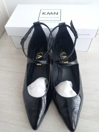 Zapatos Kamina Talla 39 Tacón Ancho Negro