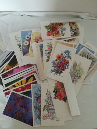 Lotto 50 pezzi biglietti con busta, floreali