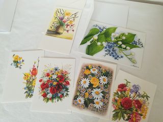 Lotto 50 pezzi biglietti con busta, floreali