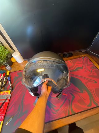 Casco Moto Unisex Negro con Visera