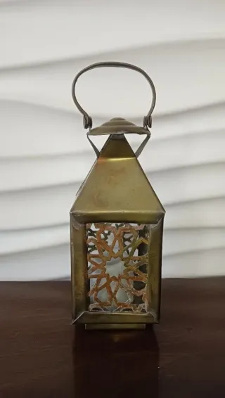 Farol marroquí latón oxidado y cristal