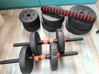 Conjunto de pesas y mancuernas
