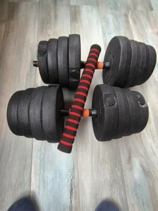 Conjunto de pesas y mancuernas