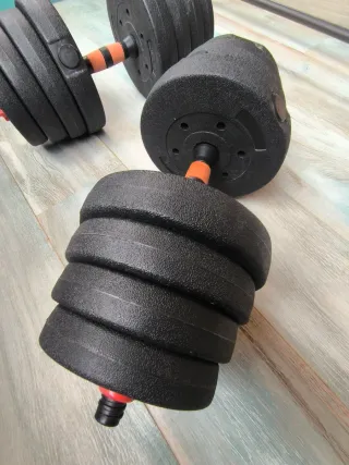 Conjunto de pesas y mancuernas