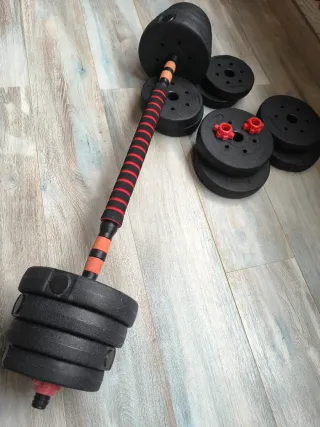 Conjunto de pesas y mancuernas