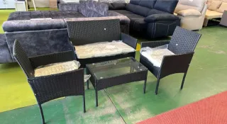 Conjunto de jardín ratán negro