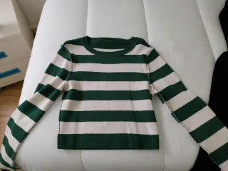 Jersey niña rayas verde y blanco T.8-10