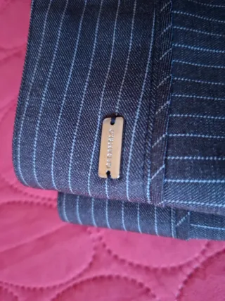 Traje de chaqueta rayas mujer gris