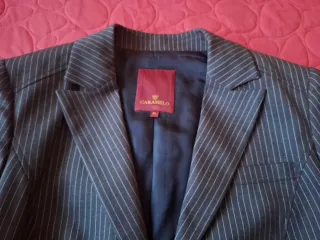 Traje de chaqueta rayas mujer gris