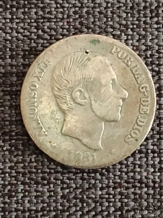 Moneda 10 Céntimos Peso Manila 1881 Alfonso XII