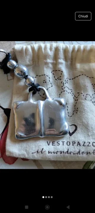 Portachiavi Vesto pazzo borsa argento