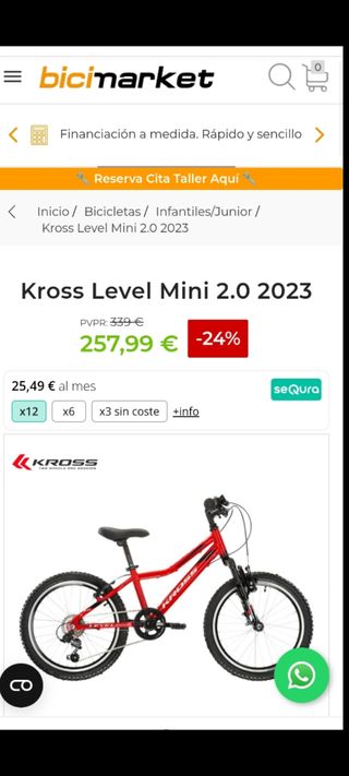 Bicicleta Kross Level Mini 2.0 2023. 20 pulgadas.