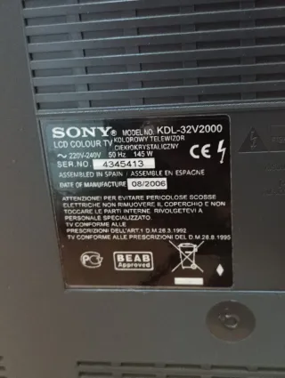 Televisor Sony Bravia 32 Negro/Plata