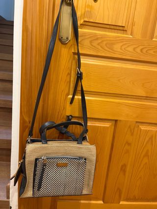 Bolso Paco Martinez Mano/Bandolera Beige/Azul