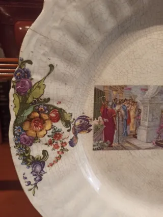 Plato antiguo Sevilla opaca cerámica esmaltada