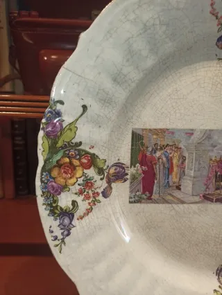 Plato antiguo Sevilla opaca cerámica esmaltada