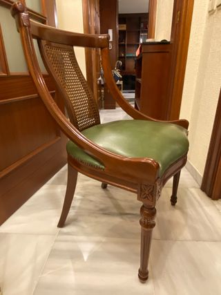 Conjunto 6 Sillas Comedor Piel y Madera