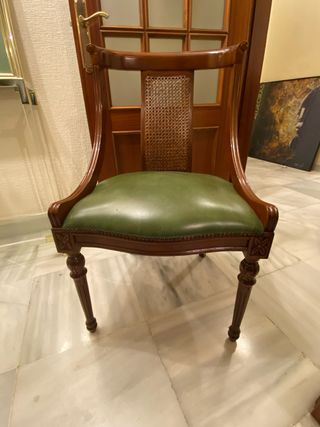 Conjunto 6 Sillas Comedor Piel y Madera