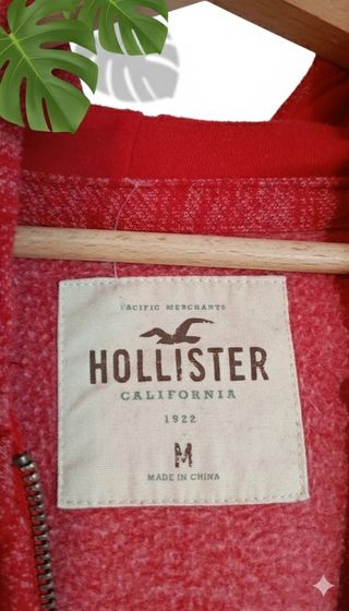 Sudadera Hollister Roja - Talla M - Con Cremallera