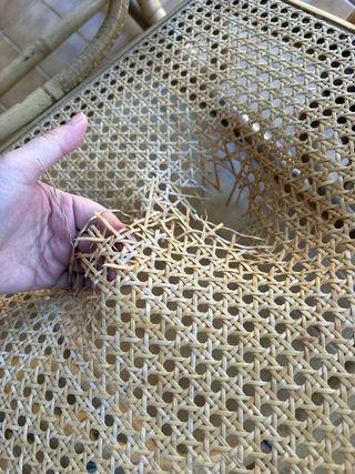 Silla mecedora bambú y malla junco