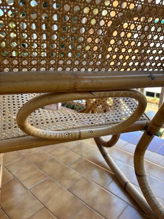 Silla mecedora bambú y malla junco