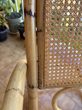 Silla mecedora bambú y malla junco