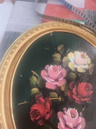 Dos cuadros al óleo de rosas