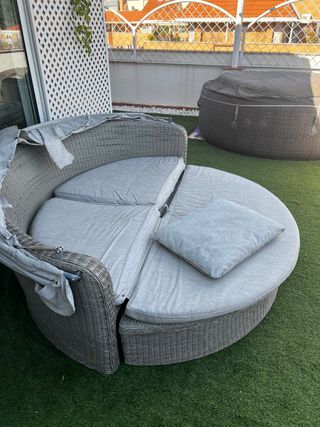 Sofá Cama Redondo Exterior Ratán Sintético