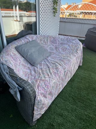 Sofá Cama Redondo Exterior Ratán Sintético