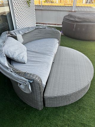 Sofá Cama Redondo Exterior Ratán Sintético