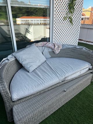 Sofá Cama Redondo Exterior Ratán Sintético