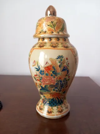 Jarrón Reloj Cerámica Oriental