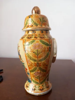 Jarrón Reloj Cerámica Oriental