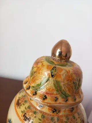 Jarrón Reloj Cerámica Oriental