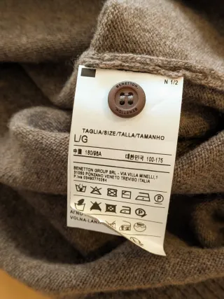 Chaleco Benetton Lana Merino Talla L