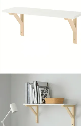 3 estantes de madera de Ikea con escuadras